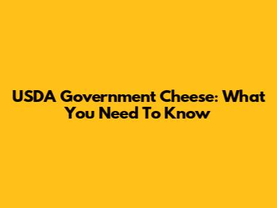USDA Government Cheese: What You Need To Know