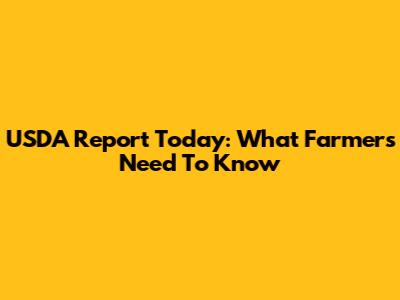 USDA Report Today: What Farmers Need To Know