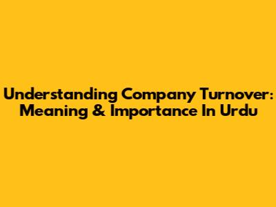 Understanding Company Turnover: Meaning & Importance In Urdu