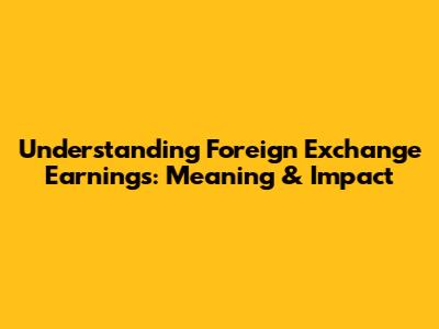 Understanding Foreign Exchange Earnings: Meaning & Impact