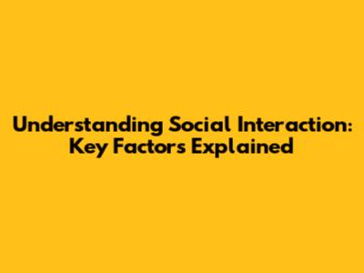 Understanding Social Interaction: Key Factors Explained