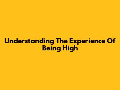 Understanding The Experience Of Being High