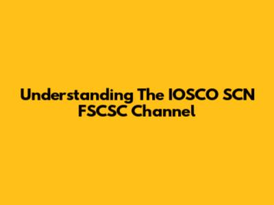 Understanding The IOSCO SCN FSCSC Channel