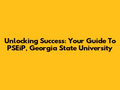 Unlocking Success: Your Guide To PSEiP, Georgia State University
