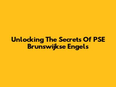 Unlocking The Secrets Of PSE Brunswijkse Engels