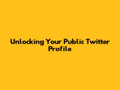 Unlocking Your Public Twitter Profile