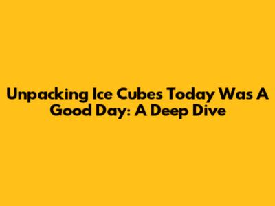 Unpacking Ice Cube's 'Today Was A Good Day': A Deep Dive