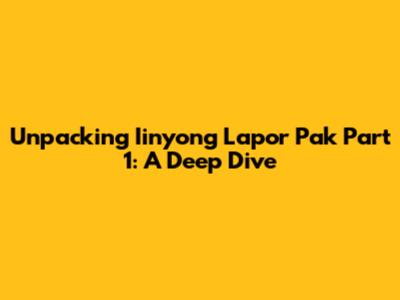 Unpacking Iinyong Lapor Pak Part 1: A Deep Dive
