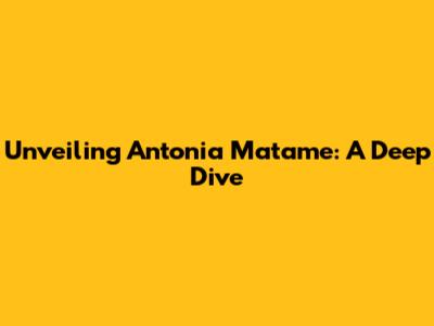 Unveiling Antonia Matame: A Deep Dive