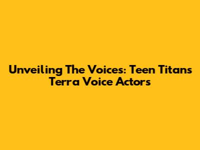 Unveiling The Voices: Teen Titans' Terra Voice Actors