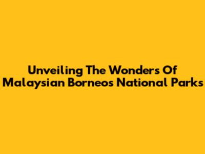 Unveiling The Wonders Of Malaysian Borneo's National Parks