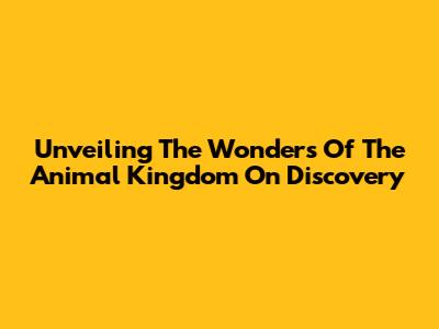 Unveiling The Wonders Of The Animal Kingdom On Discovery