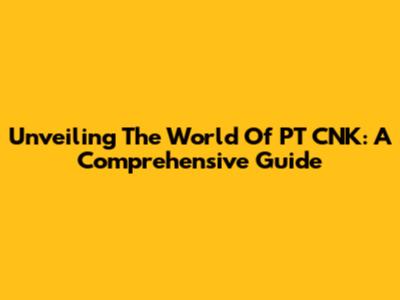 Unveiling The World Of PT CNK: A Comprehensive Guide