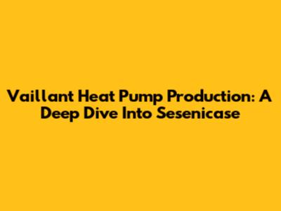 Vaillant Heat Pump Production: A Deep Dive Into Sesenicase