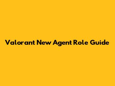 Valorant New Agent Role Guide