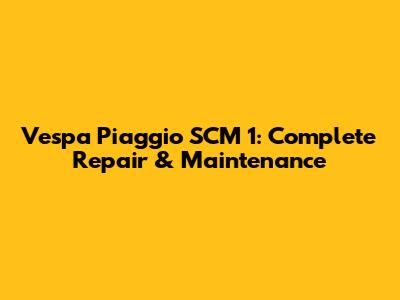 Vespa Piaggio SCM 1: Complete Repair & Maintenance