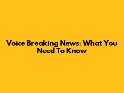 Voice Breaking News: What You Need To Know