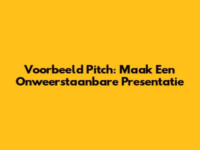 Voorbeeld Pitch: Maak Een Onweerstaanbare Presentatie