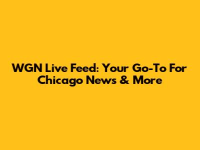 WGN Live Feed: Your Go-To For Chicago News & More