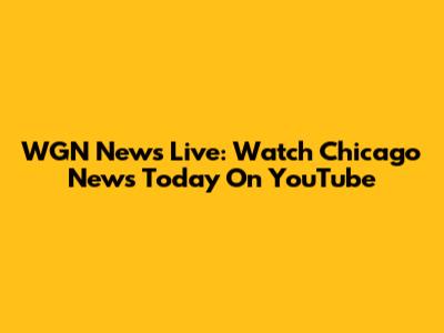 WGN News Live: Watch Chicago News Today On YouTube