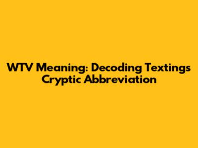 WTV Meaning: Decoding Texting's Cryptic Abbreviation