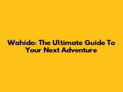 Wahido: The Ultimate Guide To Your Next Adventure