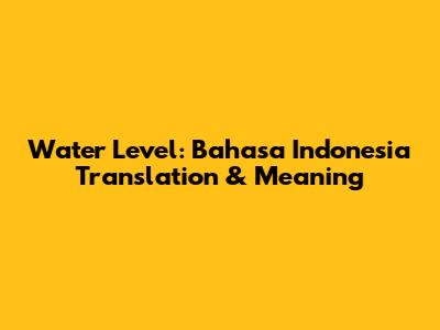Water Level: Bahasa Indonesia Translation & Meaning