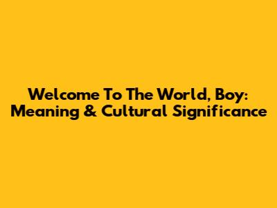 Welcome To The World, Boy: Meaning & Cultural Significance