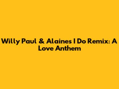 Willy Paul & Alaine's "I Do Remix": A Love Anthem