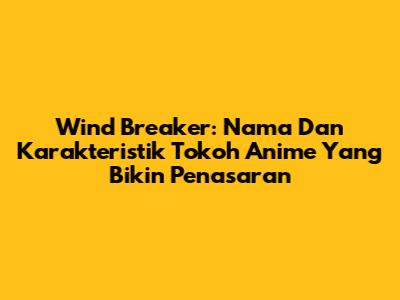 Wind Breaker: Nama Dan Karakteristik Tokoh Anime Yang Bikin Penasaran