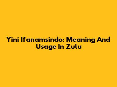 Yini Ifanamsindo: Meaning And Usage In Zulu