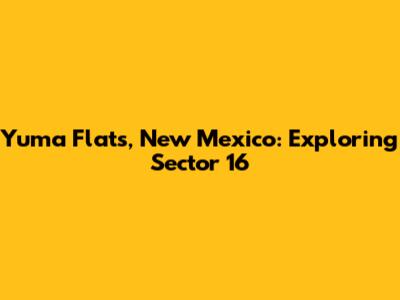 Yuma Flats, New Mexico: Exploring Sector 16
