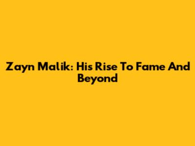 Zayn Malik: His Rise To Fame And Beyond
