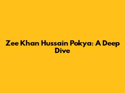 Zee Khan Hussain Pokya: A Deep Dive