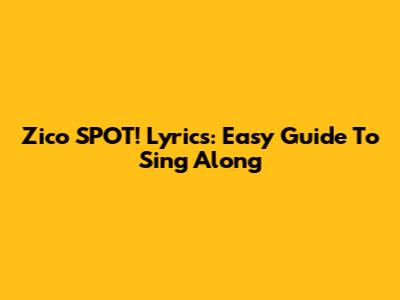 Zico SPOT! Lyrics: Easy Guide To Sing Along